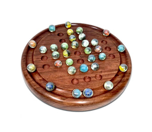 Wooden Solitaire Game with Marble Balls