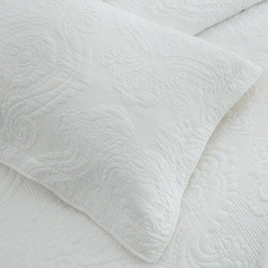 100% Cotton Coverlet Set | Damask White | Queen