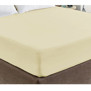 400TC Cream 100% Cotton Sateen Fitted Sheet | King