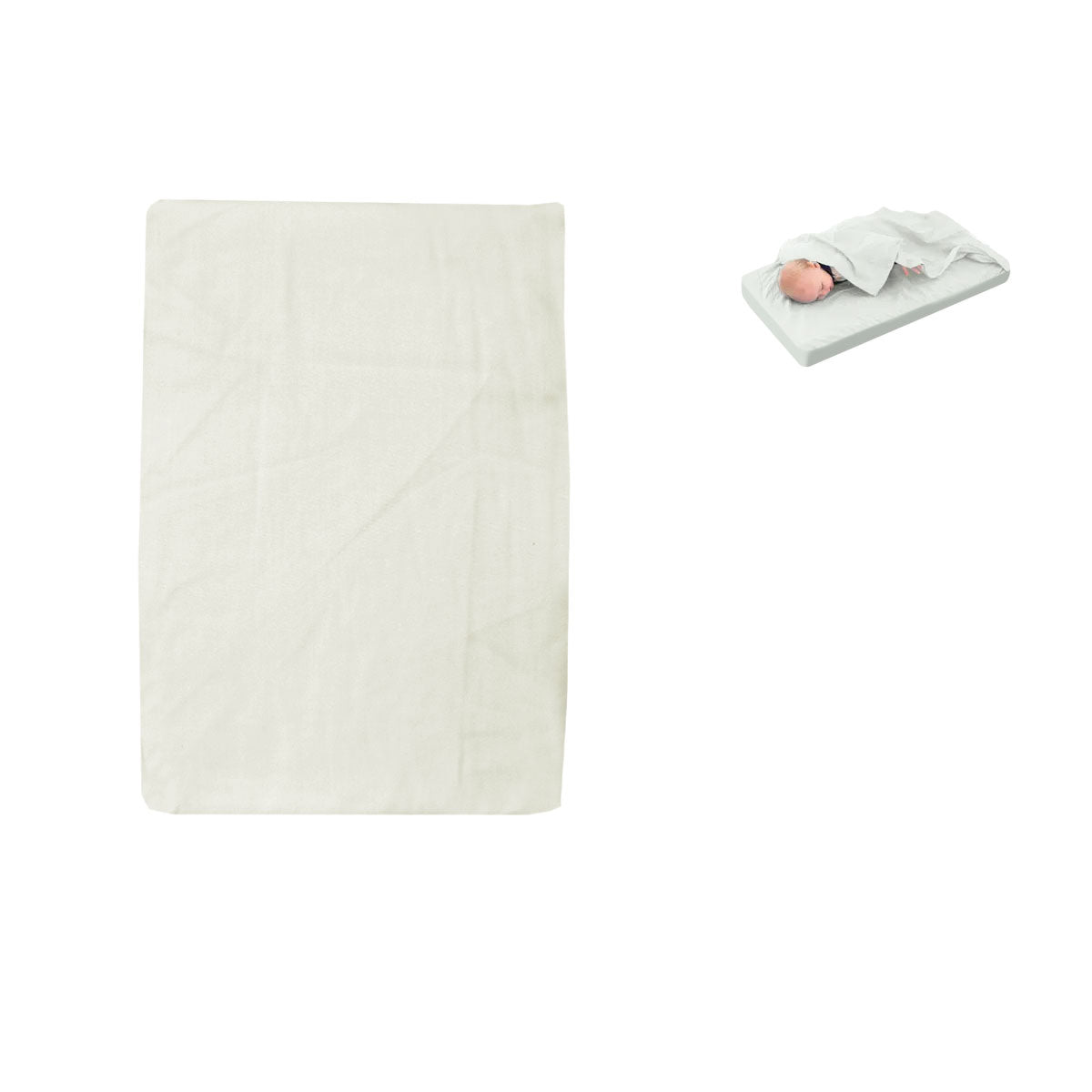 Off White Bassinet Fitted Sheet with Flat Sheet Sewn Attached