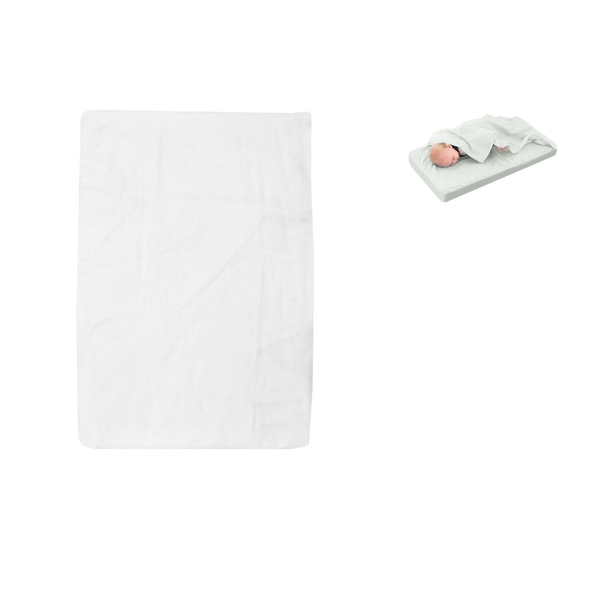 White Bassinet Fitted Sheet with Flat Sheet Sewn Attached