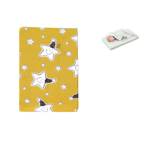 Yellow Star Bassinet Fitted Sheet with Flat Sheet Sewn Attached