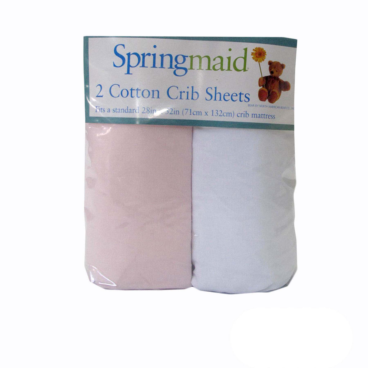 2 Piece Baby Cot Cotton Fitted Sheet | Pink & White