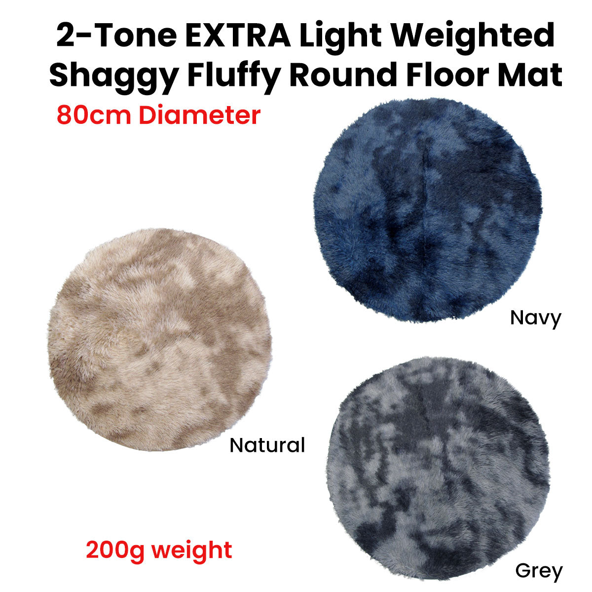 2-Toned Extra Light Weighted Shaggy Fluffy Floor Mat | Natural