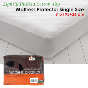 Lightly Quilted Cotton Top Mattress Protector | Single