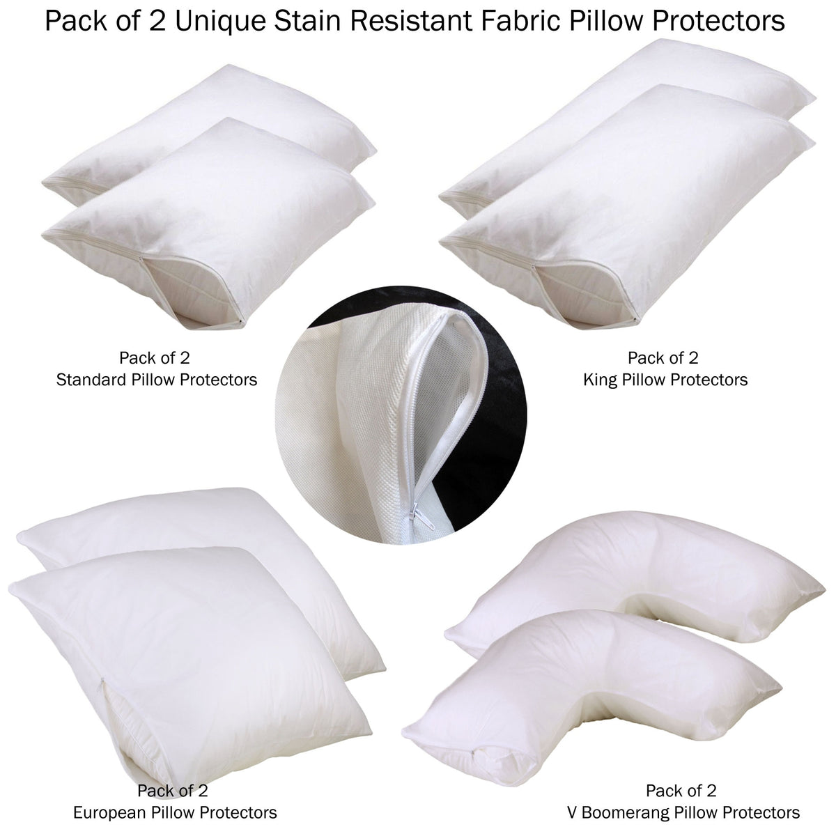 Set of 2 Stain Resistant Pillow Protectors | King
