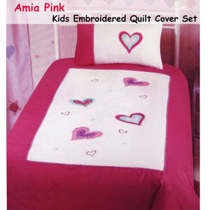 Amia Hearts Embroidered Quilt Cover Set | Single