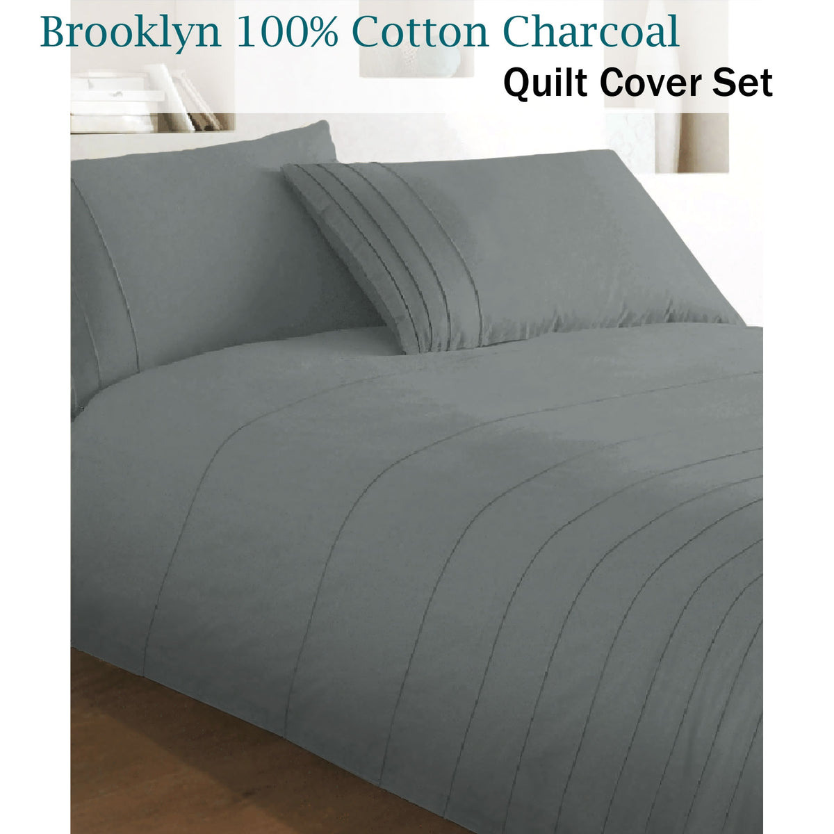 Brooklyn Charcoal Quilt Cover Set | King