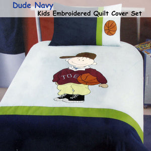 Dude Basketball Embroidered Quilt Cover Set | Single