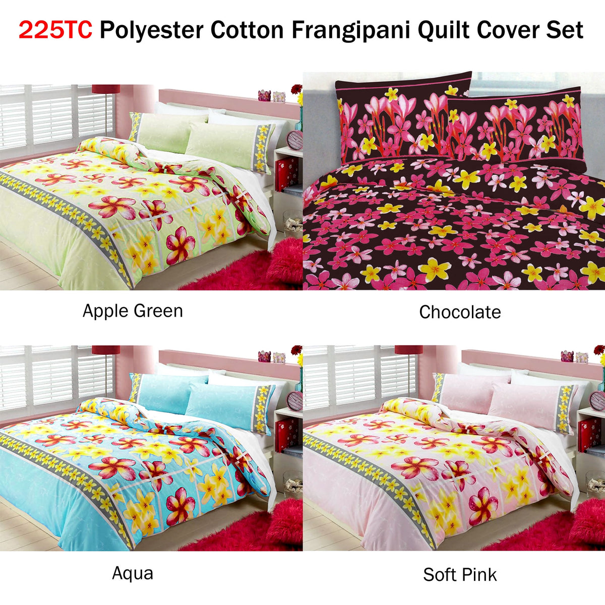 Floating Frangipani Quilt Cover Set | Aqua | Single