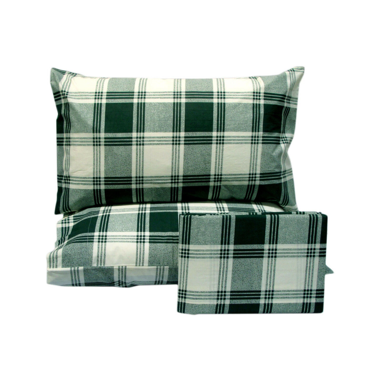 Polyester Cotton Checkered Green Quilt Cover Set | King