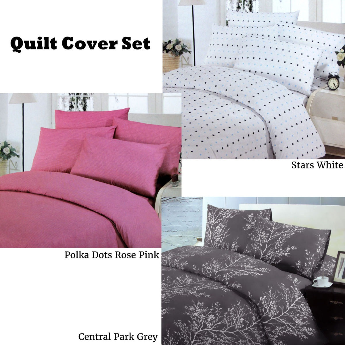 Polyester Cotton Polka Dots Quilt Cover Set | Double