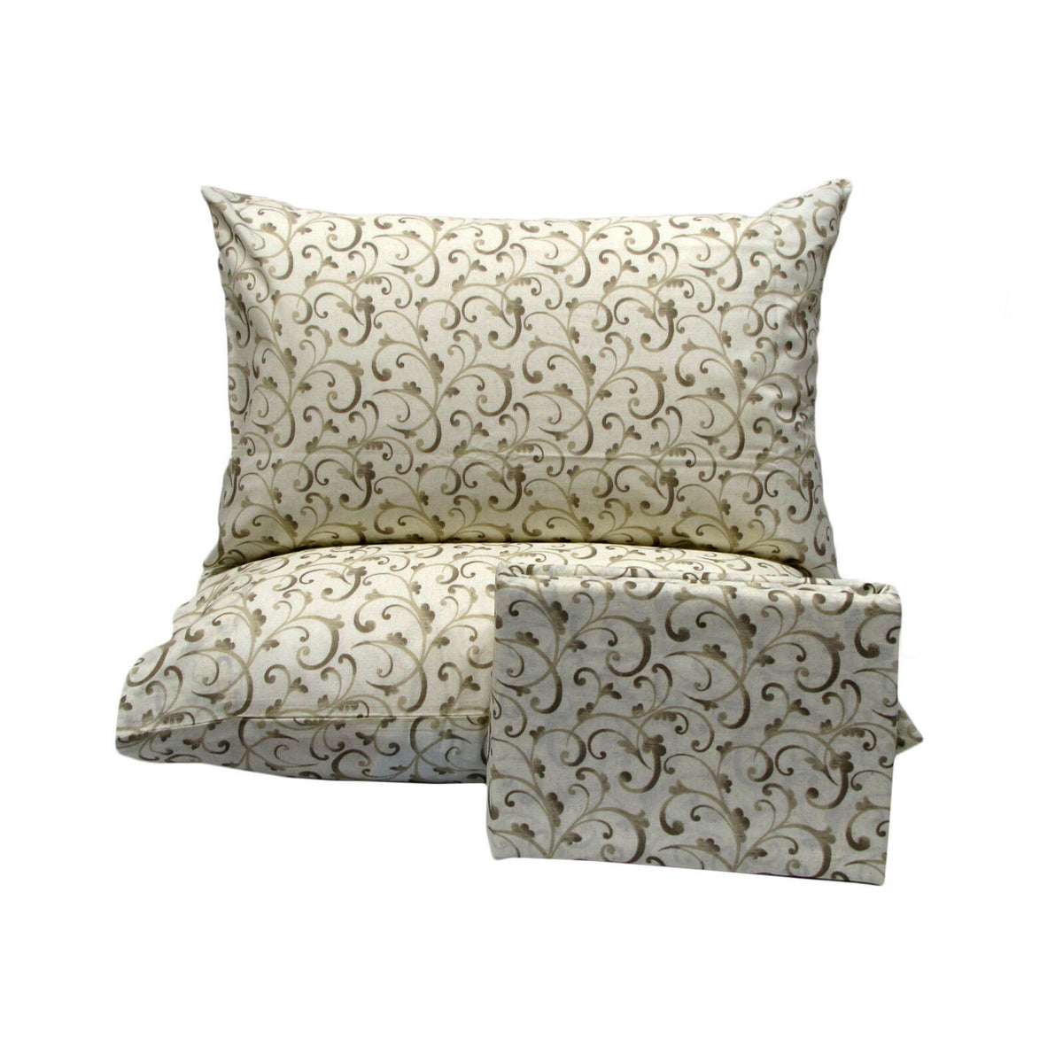 Polyester Cotton Swirls Cream Quilt Cover Set | King