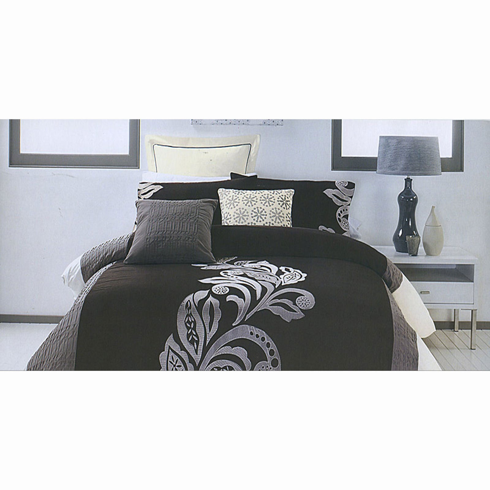 Pierre Black Grey Quilt Cover Set | King