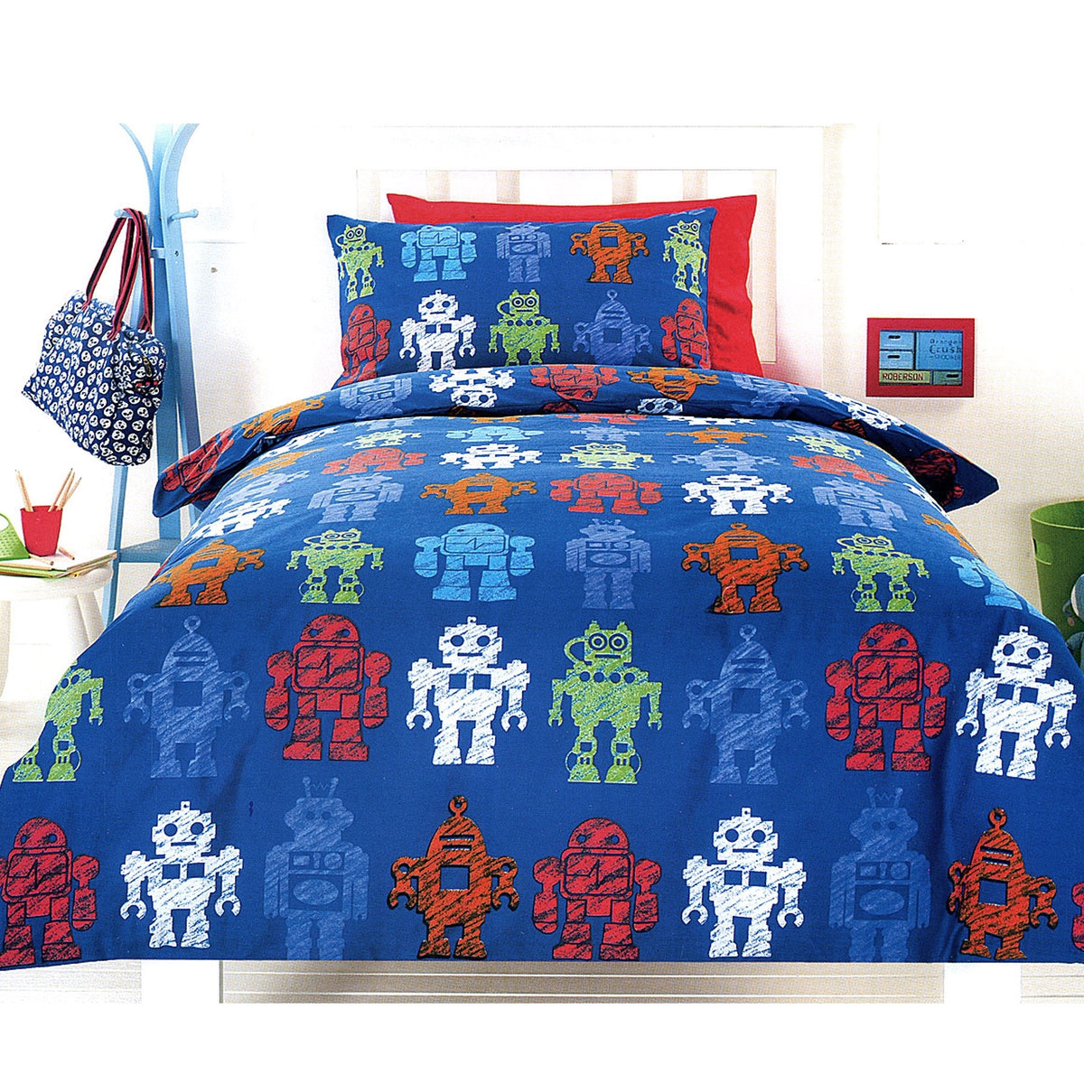 Robotic Blue Quilt Cover Set | Single