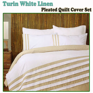 Turin White Linen Quilt Cover Set | Queen