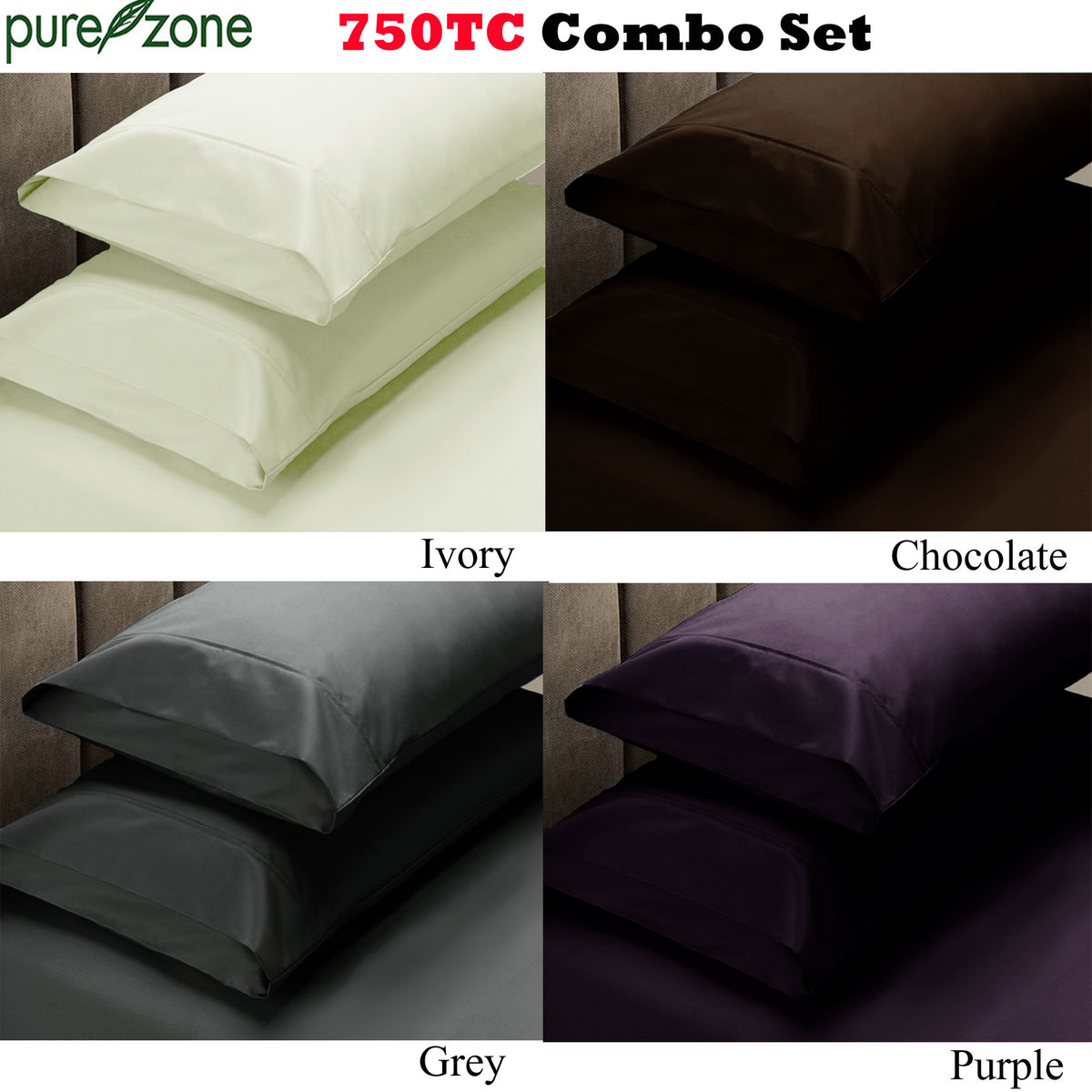 Pure Zone 750 Thread Count Combo Set | Ivory | Double