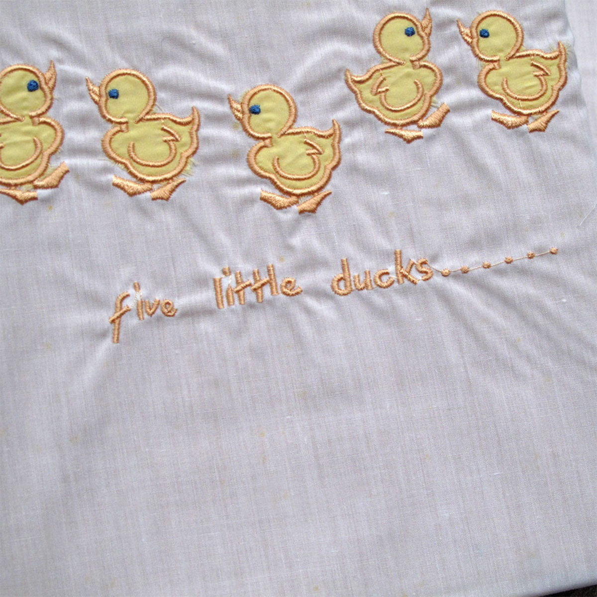 Five Little Ducks | Embroidered Polyester Cotton Cot Size Sheet Set