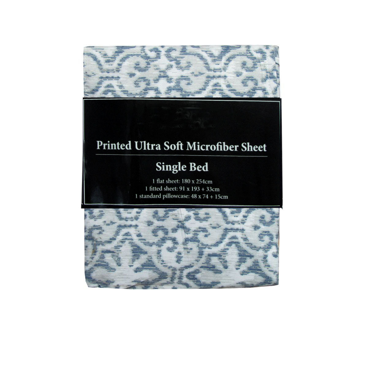 Printed Microfiber Sheet Set | Single | Silver Imperial