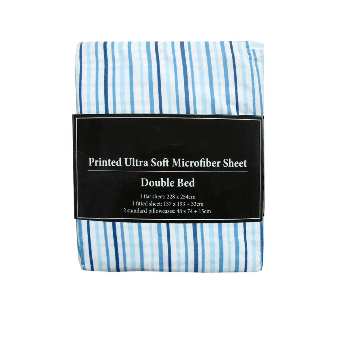 Printed Microfiber Sheet Set | Double | Blue Lines