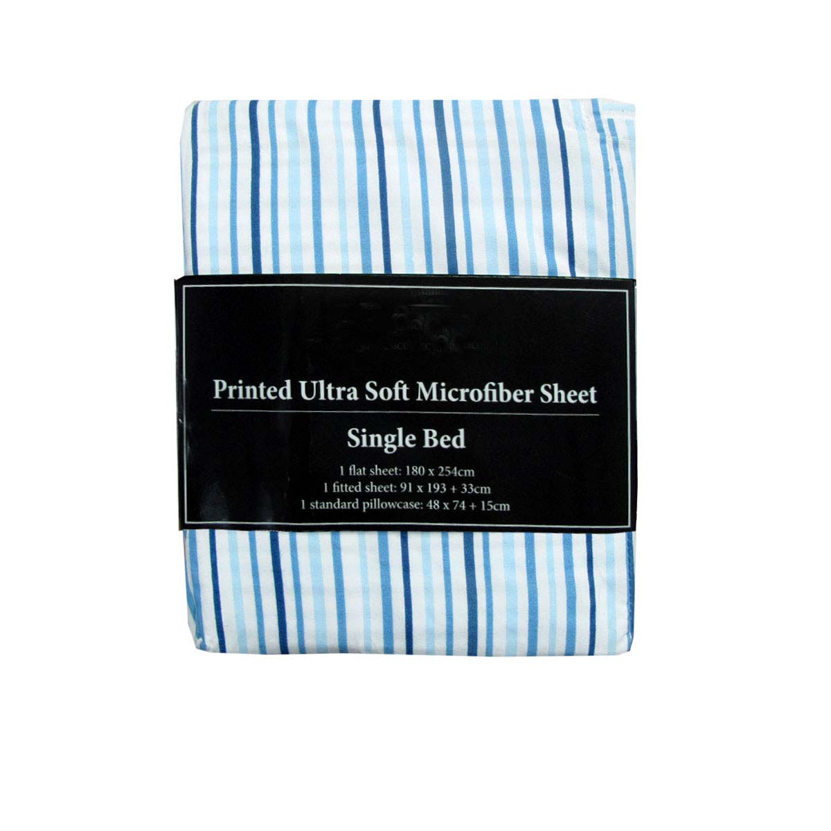 Printed Microfiber Sheet Set | Single | Blue Lines