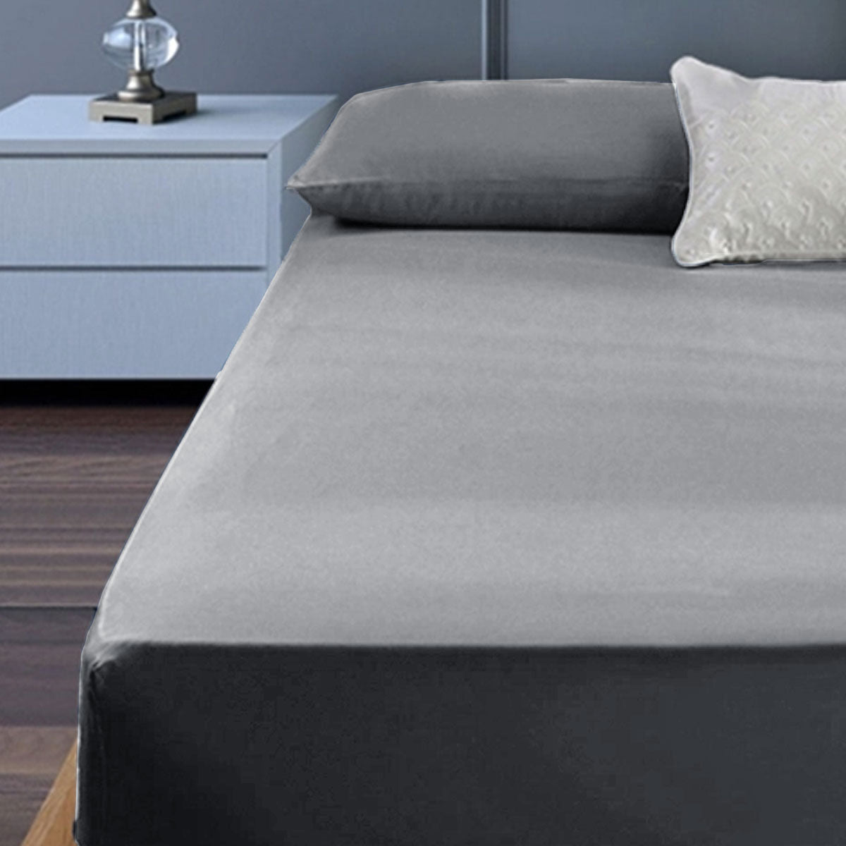 400TC Cotton Percale Combo Set | King Single | 50cm Wall | Grey