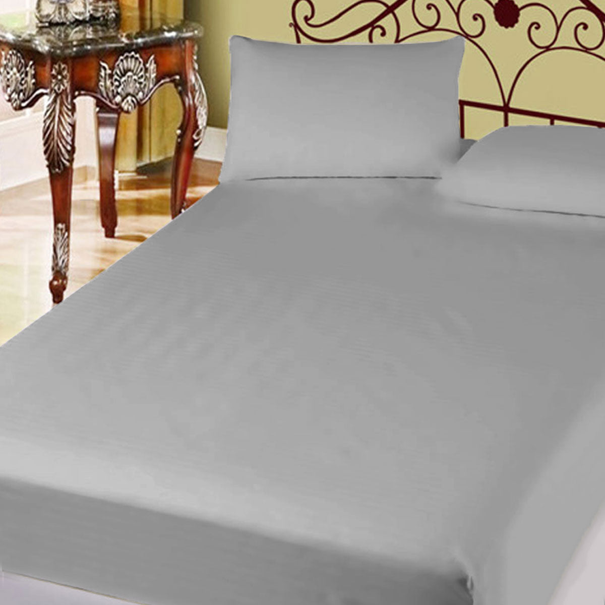 400TC Cotton Percale Combo Set | Super Queen | 50cm Wall | Grey