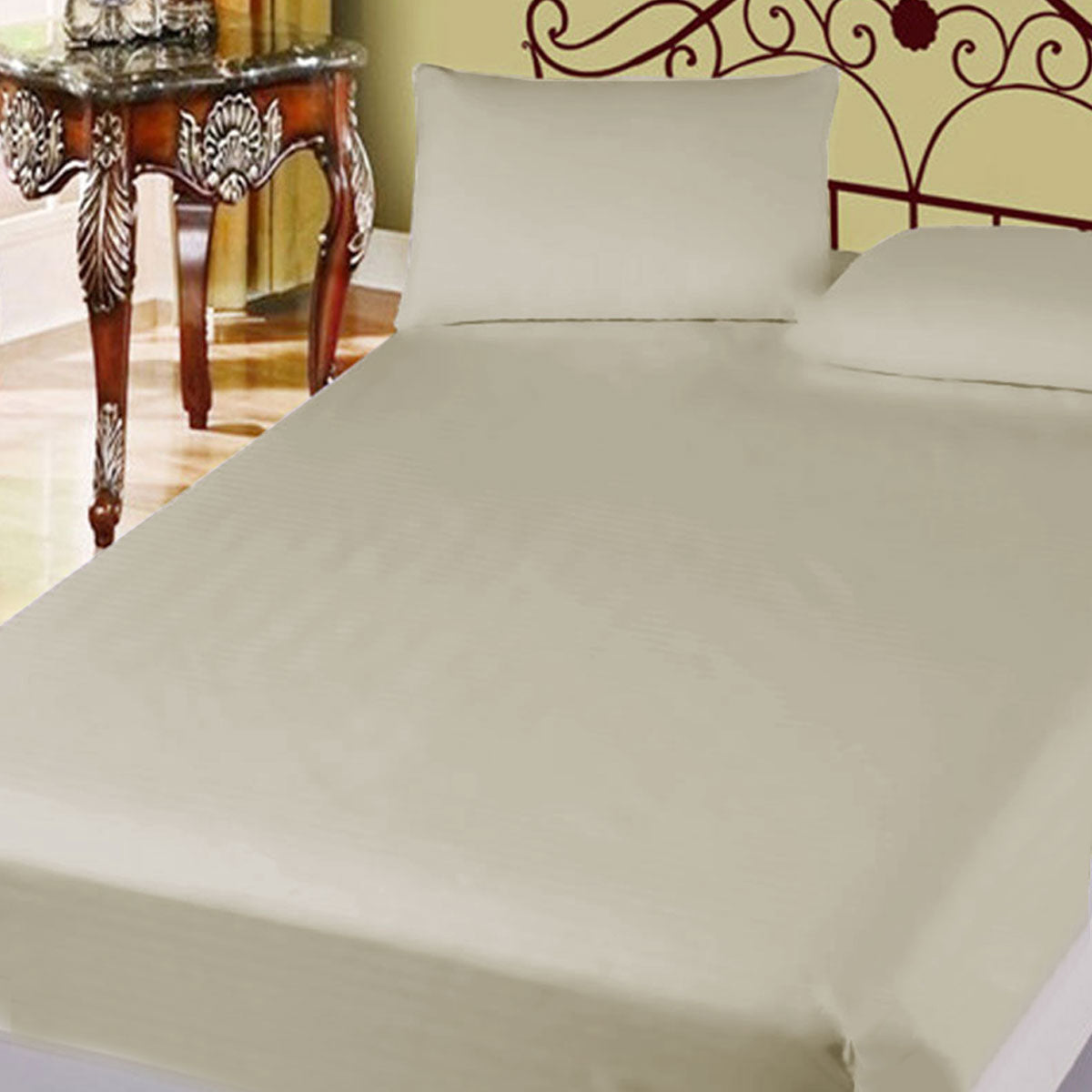 400TC Cotton Percale Combo Set | Super Queen | 50cm Wall | Taupe