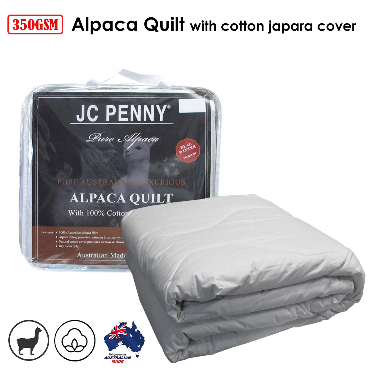 Alpaca Quilt | 350GSM | Cotton Japara Cover | Double