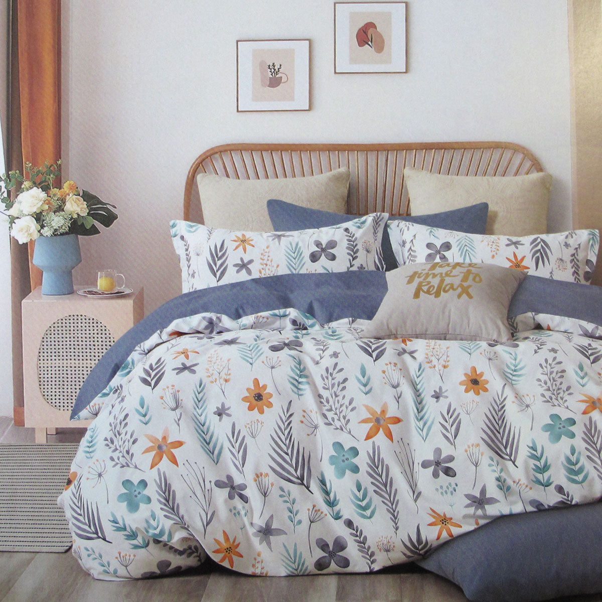 300TC Adriana Reversible Cotton Quilt Cover Set | King
