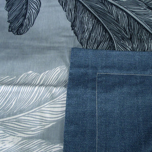 300TC Palm Leaf Blue Reversible Cotton Quilt Cover Set | Queen