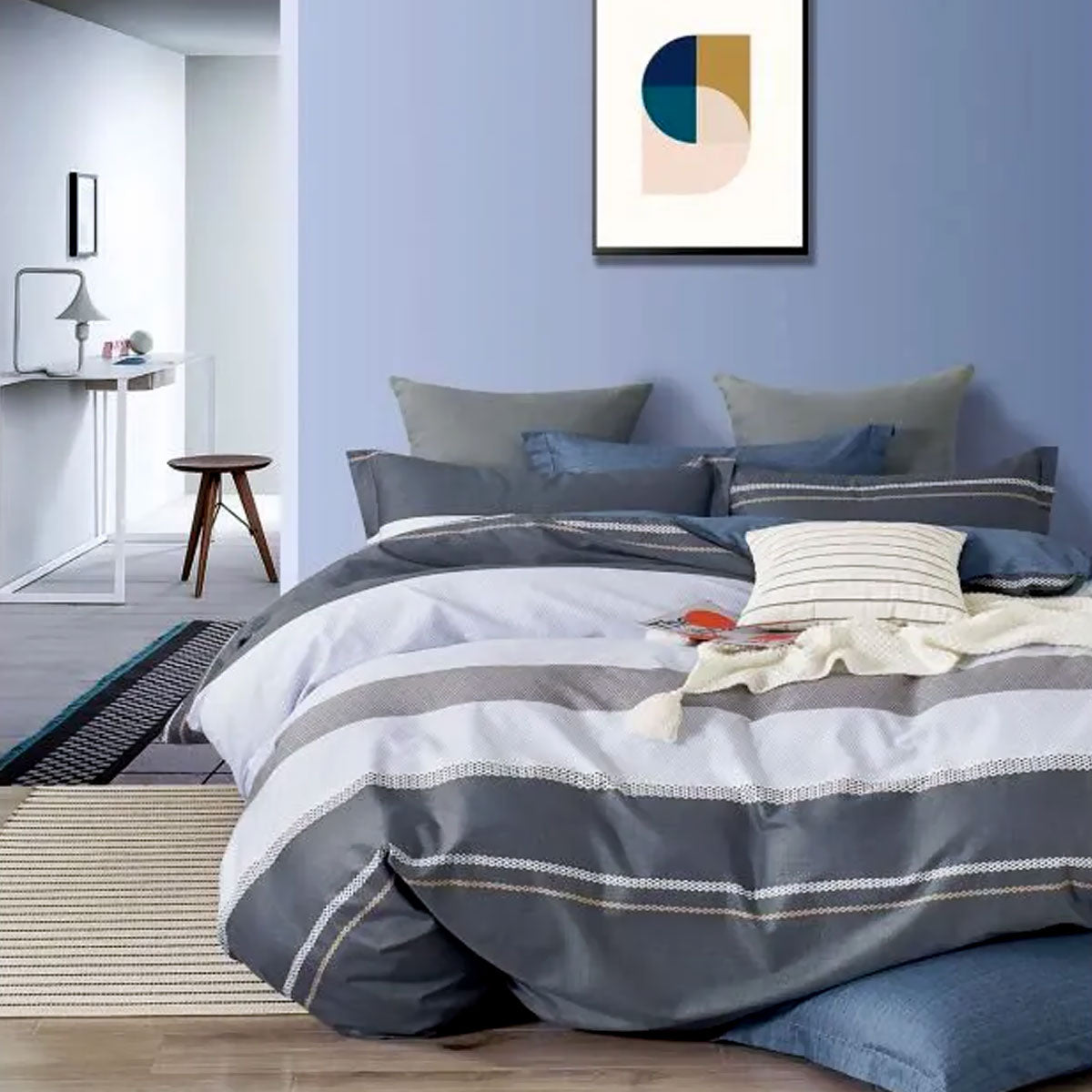 Pani Charcoal Reversible Quilt Cover Set | King