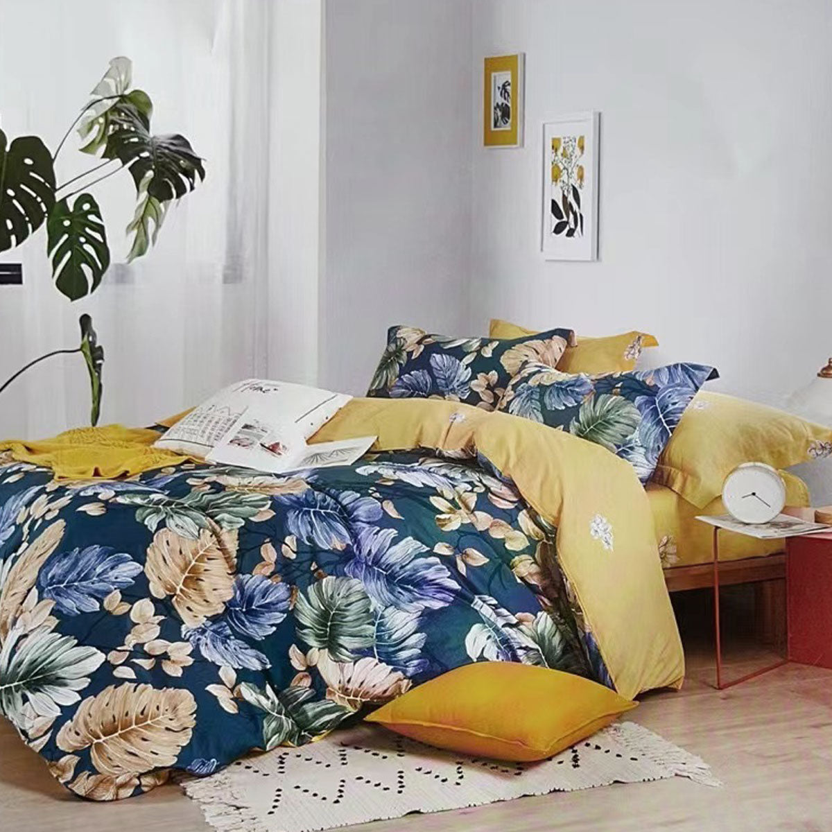 Botanical House 100% Cotton Reversible Quilt Cover Set | Queen