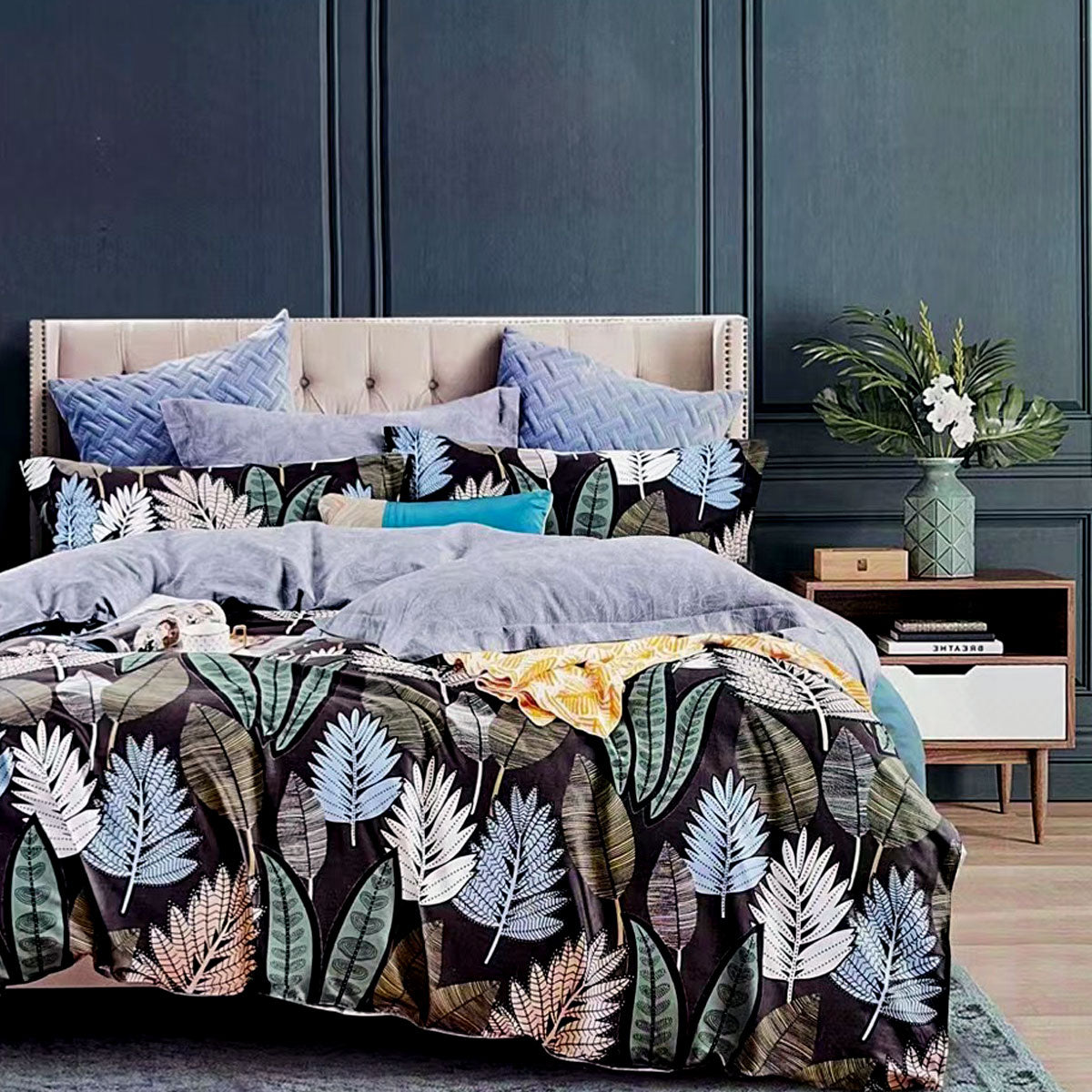 Fernando Valley | 100% Cotton | Reversible Quilt Cover Set | Queen