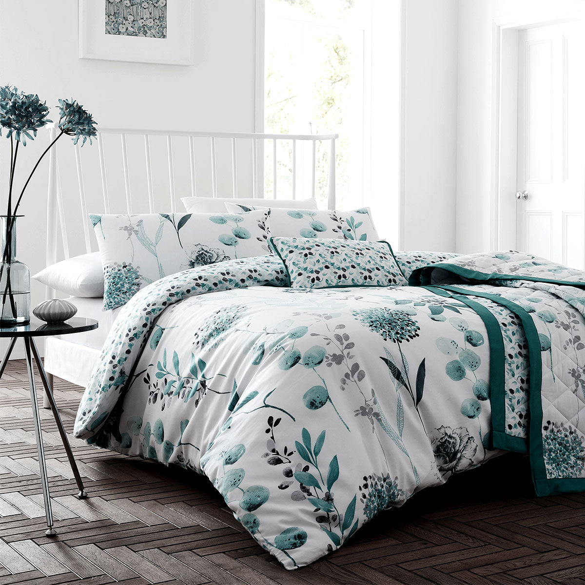 Ink Floral | Teal | Quilt Cover Set | Super King