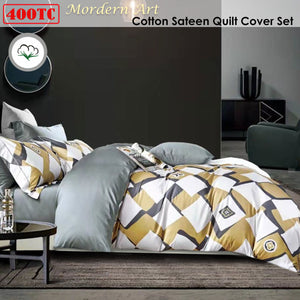 400TC Cotton Sateen | Quilt Cover Set | Modern Art | Queen