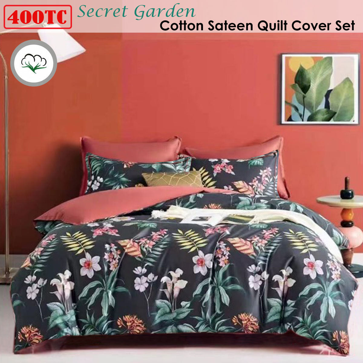 400TC Cotton Sateen | Quilt Cover Set | Secret Garden | King