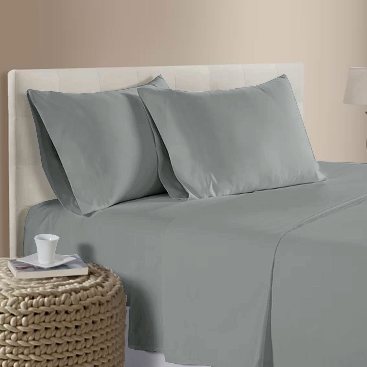 400TC Bamboo Cotton Sheet Set | Grey | Queen