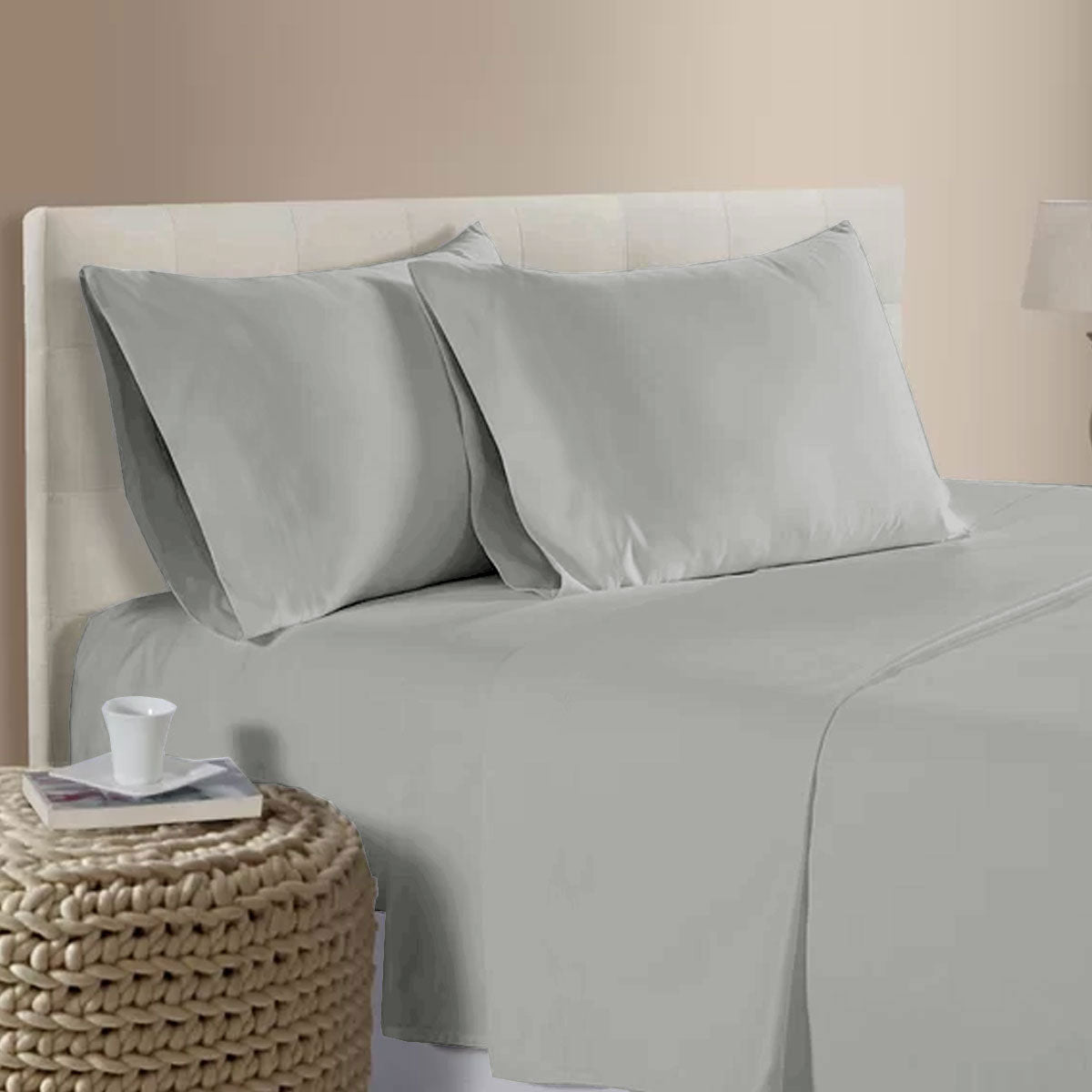 400TC Bamboo Cotton Sheet Set | Silver | Queen