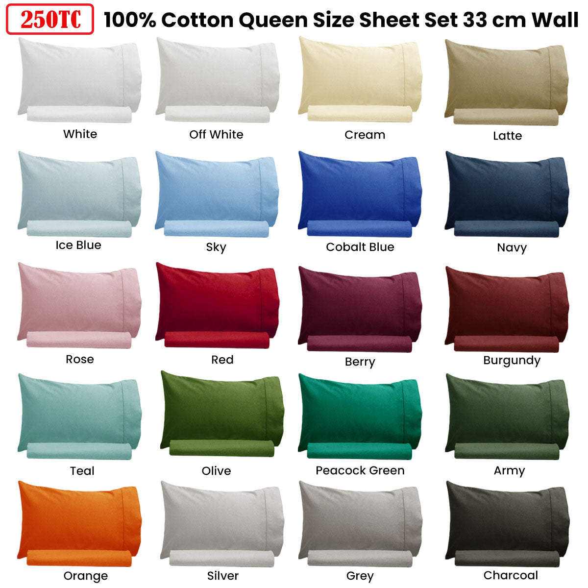 Artex | 250TC 100% Cotton Sheet Set | Single | Charcoal