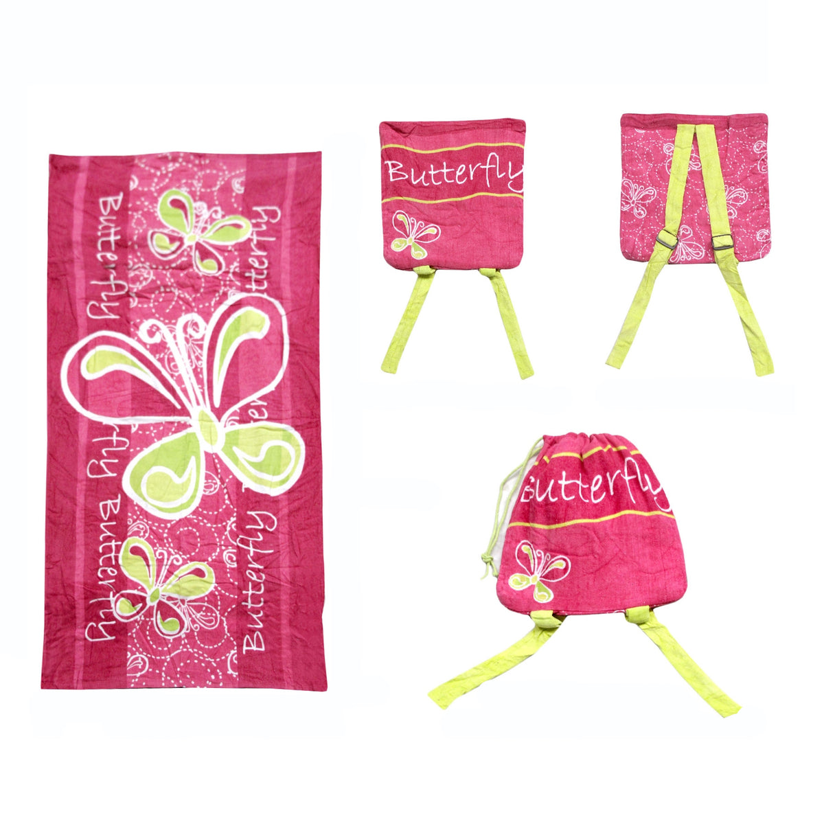Kids Beach Towel N Bag | Butterfly