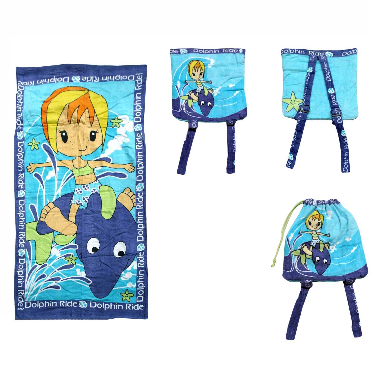 Kids Beach Towel N Bag | Dolphin
