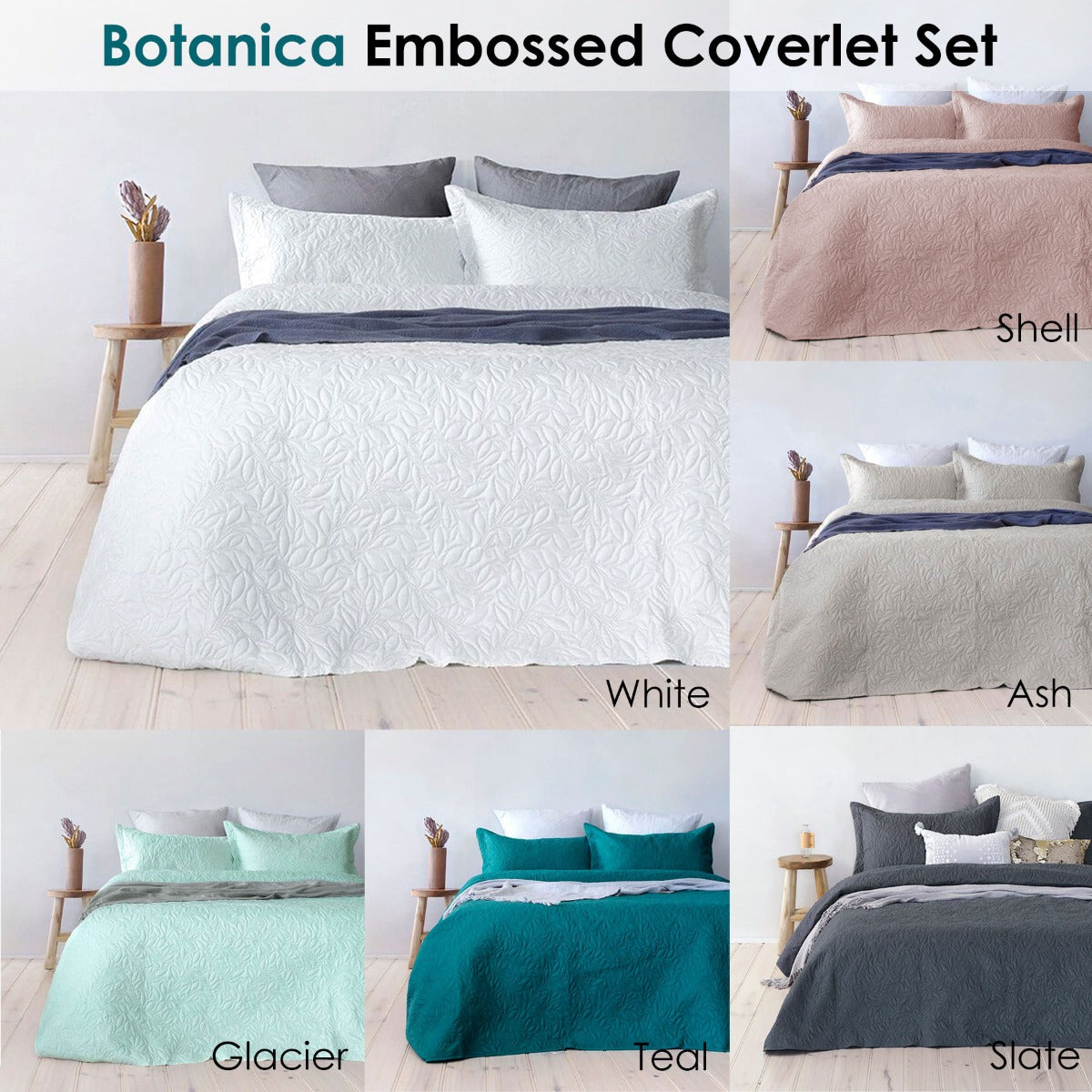Bambury Botanica Embossed Glacier Coverlet Set | Queen/King