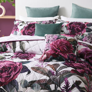 Bianca Abigail Quilted Bedspread Set | Berry Floral Print | King