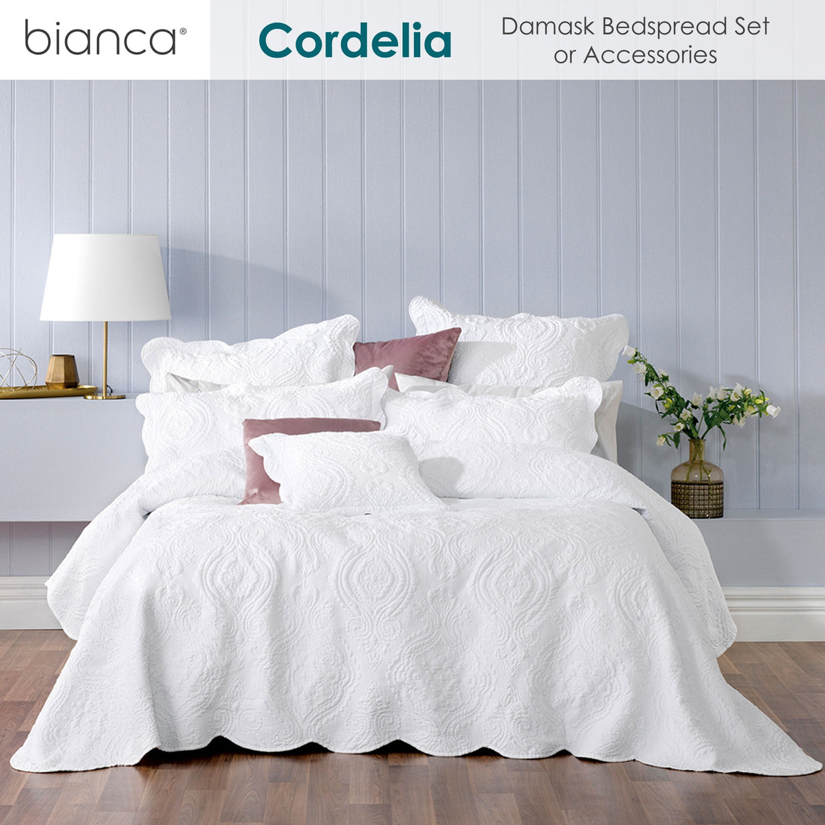 Bianca Elegance Cordelia White Bedspread Set | Queen