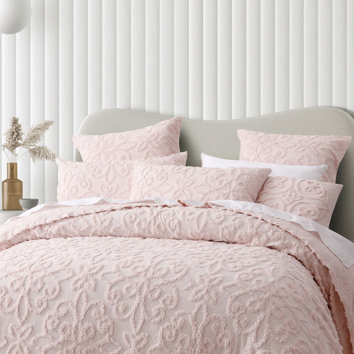 Bianca Ella Cotton Chenille Bedspread Set | Blush Floral | King