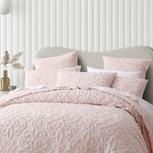 Bianca Ella Cotton Chenille Bedspread Set | Blush Floral | King
