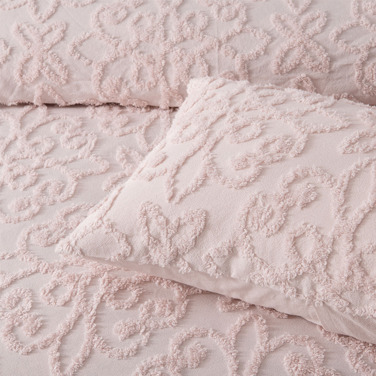Bianca Ella Cotton Chenille Bedspread Set | Blush Floral | King