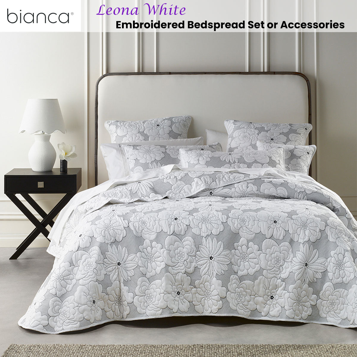 Bianca Leona White Bedspread Set | 4 Pcs | Super King