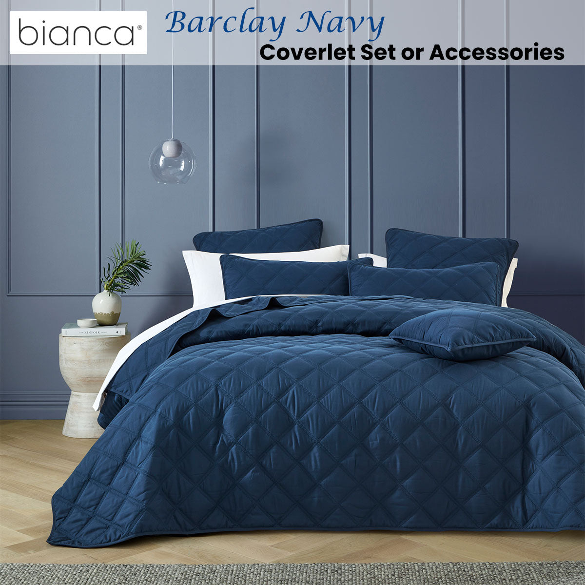 Bianca Barclay Navy Coverlet Set | Queen/King